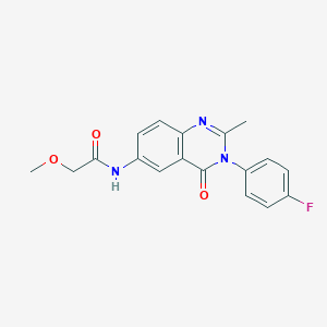 molecular formula C18H16FN3O3 B2455727 N-(3-(4-フルオロフェニル)-2-メチル-4-オキソ-3,4-ジヒドロキナゾリン-6-イル)-2-メトキシアセトアミド CAS No. 1105207-71-3