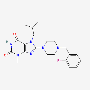 molecular formula C21H27FN6O2 B2455731 8-(4-(2-fluorobencil)piperazin-1-il)-7-isobutil-3-metil-1H-purina-2,6(3H,7H)-diona CAS No. 879584-29-9