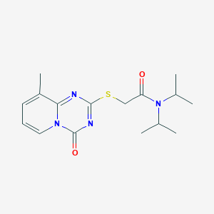 molecular formula C16H22N4O2S B2455742 2-(9-甲基-4-氧代吡啶并[1,2-a][1,3,5]三嗪-2-基)硫代-N,N-二(丙-2-基)乙酰胺 CAS No. 896346-55-7