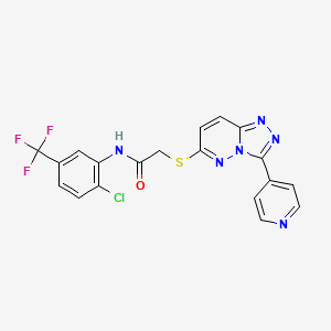 molecular formula C19H12ClF3N6OS B2455760 N-(2-chloro-5-(trifluoromethyl)phenyl)-2-((3-(pyridin-4-yl)-[1,2,4]triazolo[4,3-b]pyridazin-6-yl)thio)acetamide CAS No. 868969-91-9