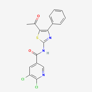 molecular formula C17H11Cl2N3O2S B2455771 5,6-二氯吡啶-3-甲酰胺-N-(5-乙酰基-4-苯基-1,3-噻唑-2-基) CAS No. 1181142-84-6
