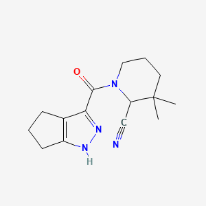 molecular formula C15H20N4O B2455773 1-{1H,4H,5H,6H-cyclopenta[c]pyrazole-3-carbonyl}-3,3-dimethylpiperidine-2-carbonitrile CAS No. 1808626-38-1