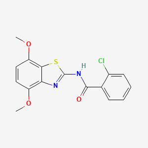 molecular formula C16H13ClN2O3S B2455776 2-chloro-N-(4,7-dimethoxybenzo[d]thiazol-2-yl)benzamide CAS No. 912759-43-4