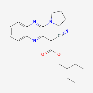 2-Ethylbutyl 2-cyano-2-(3-(pyrrolidin-1-yl)quinoxalin-2-yl)acetate