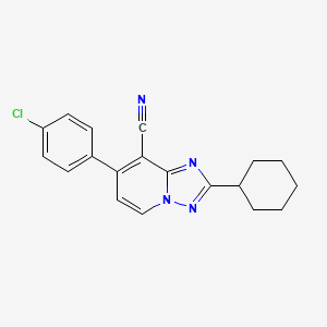 molecular formula C19H17ClN4 B2455782 7-(4-Chlorophenyl)-2-cyclohexyl[1,2,4]triazolo[1,5-a]pyridine-8-carbonitrile CAS No. 860610-95-3