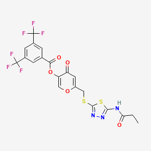 4-oxo-6-(((5-propionamido-1,3,4-thiadiazol-2-yl)thio)methyl)-4H-pyran-3-yl 3,5-bis(trifluoromethyl)benzoate