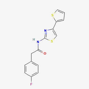 molecular formula C15H11FN2OS2 B2455802 2-(4-fluorophenyl)-N-[4-(thiophen-2-yl)-1,3-thiazol-2-yl]acetamide CAS No. 922576-52-1