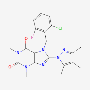 7-[(6-Chloro-2-fluorophenyl)methyl]-1,3-dimethyl-8-(3,4,5-trimethylpyrazolyl)-1,3,7-trihydropurine-2,6-dione
