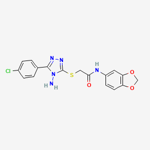 molecular formula C17H14ClN5O3S B2455833 2-((4-amino-5-(4-chlorophenyl)-4H-1,2,4-triazol-3-yl)thio)-N-(benzo[d][1,3]dioxol-5-yl)acetamide CAS No. 741272-52-6