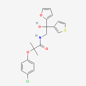 molecular formula C20H20ClNO4S B2455835 2-(4-chlorophenoxy)-N-(2-(furan-2-yl)-2-hydroxy-2-(thiophen-3-yl)ethyl)-2-methylpropanamide CAS No. 2034396-83-1