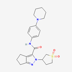 molecular formula C22H28N4O3S B2455837 2-(1,1-dioxidotetrahydrothiophen-3-yl)-N-(4-(piperidin-1-yl)phenyl)-2,4,5,6-tetrahydrocyclopenta[c]pyrazole-3-carboxamide CAS No. 1040664-85-4