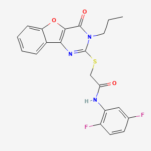 molecular formula C21H17F2N3O3S B2455845 N-(2,5-difluorophenyl)-2-[(4-oxo-3-propyl-3,4-dihydro[1]benzofuro[3,2-d]pyrimidin-2-yl)sulfanyl]acetamide CAS No. 899961-61-6
