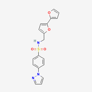 molecular formula C18H15N3O4S B2455851 N-([2,2'-联呋喃]-5-基甲基)-4-(1H-吡唑-1-基)苯磺酰胺 CAS No. 2034252-32-7