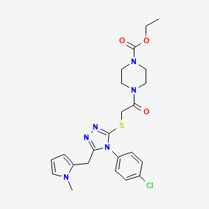 ethyl 4-(2-((4-(4-chlorophenyl)-5-((1-methyl-1H-pyrrol-2-yl)methyl)-4H-1,2,4-triazol-3-yl)thio)acetyl)piperazine-1-carboxylate