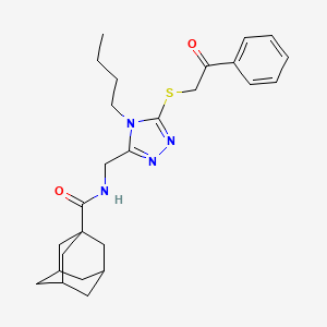 molecular formula C26H34N4O2S B2455856 N-[(4-butyl-5-phenacylsulfanyl-1,2,4-triazol-3-yl)methyl]adamantane-1-carboxamide CAS No. 476438-87-6