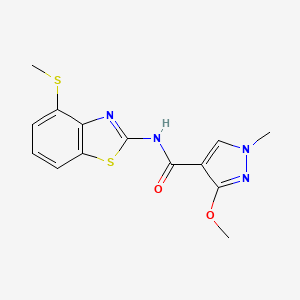 molecular formula C14H14N4O2S2 B2455860 3-methoxy-1-methyl-N-(4-(methylthio)benzo[d]thiazol-2-yl)-1H-pyrazole-4-carboxamide CAS No. 1171452-40-6