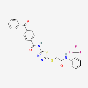 4-benzoyl-N-[5-[2-oxo-2-[2-(trifluoromethyl)anilino]ethyl]sulfanyl-1,3,4-thiadiazol-2-yl]benzamide