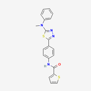 molecular formula C20H16N4OS2 B2455868 N-(4-(5-(methyl(phenyl)amino)-1,3,4-thiadiazol-2-yl)phenyl)thiophene-2-carboxamide CAS No. 1021134-21-3