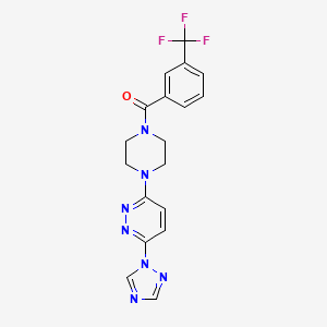 molecular formula C18H16F3N7O B2455899 (4-(6-(1H-1,2,4-triazol-1-yl)pyridazin-3-yl)piperazin-1-yl)(3-(trifluoromethyl)phenyl)methanone CAS No. 1797563-76-8