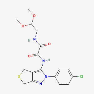 molecular formula C17H19ClN4O4S B2455904 N'-[2-(4-chlorophenyl)-4,6-dihydrothieno[3,4-c]pyrazol-3-yl]-N-(2,2-dimethoxyethyl)oxamide CAS No. 899741-92-5