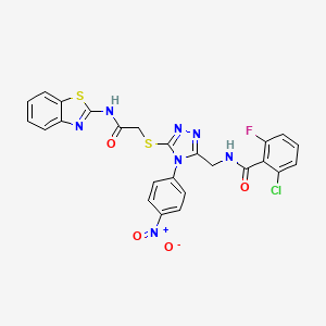 molecular formula C25H17ClFN7O4S2 B2455911 N-((5-((2-(benzo[d]thiazol-2-ylamino)-2-oxoethyl)thio)-4-(4-nitrophenyl)-4H-1,2,4-triazol-3-yl)methyl)-2-chloro-6-fluorobenzamide CAS No. 389070-89-7