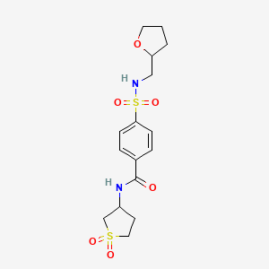 molecular formula C16H22N2O6S2 B2455915 N-(1,1-dioxidotetrahydro-3-thienyl)-4-{[(tetrahydro-2-furanylmethyl)amino]sulfonyl}benzamide CAS No. 612526-38-2