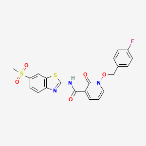 molecular formula C21H16FN3O5S2 B2455916 1-((4-fluorobenzyl)oxy)-N-(6-(methylsulfonyl)benzo[d]thiazol-2-yl)-2-oxo-1,2-dihydropyridine-3-carboxamide CAS No. 868678-65-3
