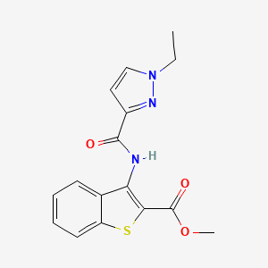 molecular formula C16H15N3O3S B2455926 methyl 3-(1-ethyl-1H-pyrazole-3-carboxamido)benzo[b]thiophene-2-carboxylate CAS No. 1171982-73-2