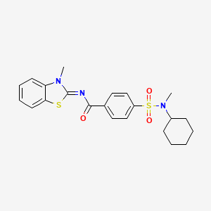 molecular formula C22H25N3O3S2 B2455940 (E)-4-(N-cyclohexyl-N-methylsulfamoyl)-N-(3-methylbenzo[d]thiazol-2(3H)-ylidene)benzamide CAS No. 683261-00-9