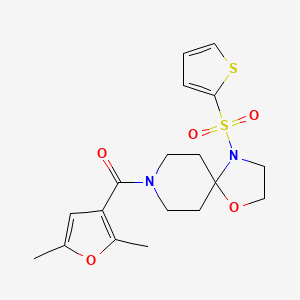 molecular formula C18H22N2O5S2 B2455942 (2,5-Dimethylfuran-3-yl)(4-(thiophen-2-ylsulfonyl)-1-oxa-4,8-diazaspiro[4.5]decan-8-yl)methanone CAS No. 1211605-17-2