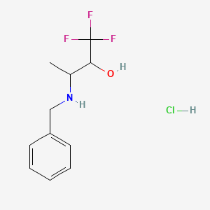 molecular formula C11H15ClF3NO B2455946 3-(Benzylamino)-1,1,1-trifluorobutan-2-ol hydrochloride CAS No. 2044834-85-5
