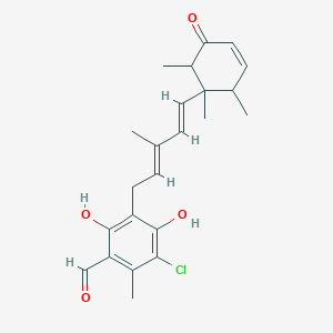 molecular formula C23H27ClO4 B2455965 5-chloro-2,4-dihydroxy-6-methyl-3-[(2E,4E)-3-methyl-5-(1,2,6-trimethyl-5-oxocyclohex-3-en-1-yl)penta-2,4-dienyl]benzaldehyde CAS No. 22581-11-9