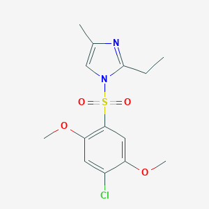 molecular formula C14H17ClN2O4S B245597 1-[(4-chloro-2,5-dimethoxyphenyl)sulfonyl]-2-ethyl-4-methyl-1H-imidazole 