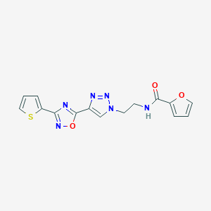 molecular formula C15H12N6O3S B2455978 N-(2-(4-(3-(thiophen-2-yl)-1,2,4-oxadiazol-5-yl)-1H-1,2,3-triazol-1-yl)ethyl)furan-2-carboxamide CAS No. 2034345-98-5