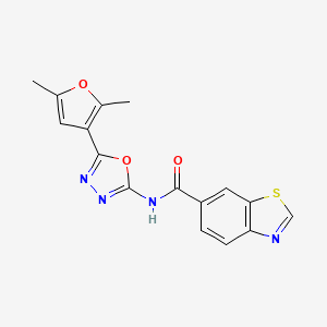 molecular formula C16H12N4O3S B2455982 N-(5-(2,5-dimethylfuran-3-yl)-1,3,4-oxadiazol-2-yl)benzo[d]thiazole-6-carboxamide CAS No. 1251615-21-0