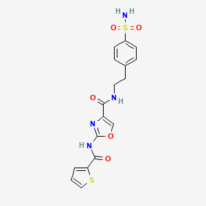 molecular formula C17H16N4O5S2 B2455986 N-(4-sulfamoylphenethyl)-2-(thiophene-2-carboxamido)oxazole-4-carboxamide CAS No. 1286716-76-4