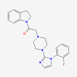 molecular formula C23H24FN5O B2455996 2-(4-(1-(2-fluorophenyl)-1H-imidazol-2-yl)piperazin-1-yl)-1-(indolin-1-yl)ethanone CAS No. 1021036-90-7