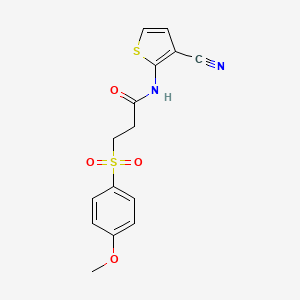 molecular formula C15H14N2O4S2 B2456009 N-(3-cyanothiophen-2-yl)-3-((4-methoxyphenyl)sulfonyl)propanamide CAS No. 941908-51-6