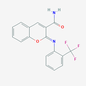 (2Z)-2-{[2-(trifluoromethyl)phenyl]imino}-2H-chromene-3-carboxamide