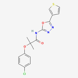 molecular formula C16H14ClN3O3S B2456035 2-(4-chlorophenoxy)-2-methyl-N-(5-(thiophen-3-yl)-1,3,4-oxadiazol-2-yl)propanamide CAS No. 1251609-38-7