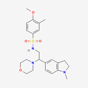 molecular formula C23H31N3O4S B2456036 4-methoxy-3-methyl-N-(2-(1-methylindolin-5-yl)-2-morpholinoethyl)benzenesulfonamide CAS No. 946266-60-0