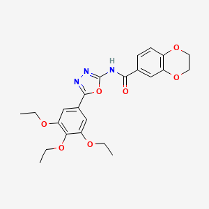 molecular formula C23H25N3O7 B2456047 N-(5-(3,4,5-三乙氧基苯基)-1,3,4-恶二唑-2-基)-2,3-二氢苯并[b][1,4]二噁英-6-甲酰胺 CAS No. 891128-04-4