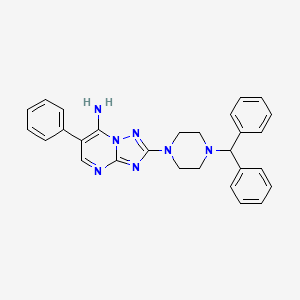 molecular formula C28H27N7 B2456066 2-(4-Benzhydrylpiperazino)-6-phenyl[1,2,4]triazolo[1,5-a]pyrimidin-7-ylamine CAS No. 337928-47-9