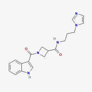 molecular formula C19H21N5O2 B2456069 N-(3-(1H-imidazol-1-yl)propyl)-1-(1H-indole-3-carbonyl)azetidine-3-carboxamide CAS No. 1396793-23-9