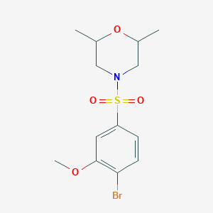 molecular formula C13H18BrNO4S B245607 2-Bromo-5-[(2,6-dimethyl-4-morpholinyl)sulfonyl]phenyl methyl ether 