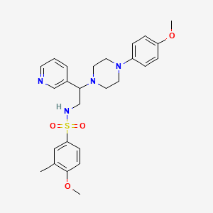 4-methoxy-N-(2-(4-(4-methoxyphenyl)piperazin-1-yl)-2-(pyridin-3-yl)ethyl)-3-methylbenzenesulfonamide