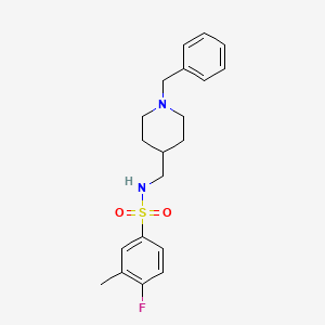 molecular formula C20H25FN2O2S B2456077 N-((1-benzylpiperidin-4-yl)methyl)-4-fluoro-3-methylbenzenesulfonamide CAS No. 953176-84-6