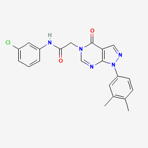molecular formula C21H18ClN5O2 B2456108 N-(3-chlorophenyl)-2-[1-(3,4-dimethylphenyl)-4-oxo-5-pyrazolo[3,4-d]pyrimidinyl]acetamide CAS No. 852451-35-5