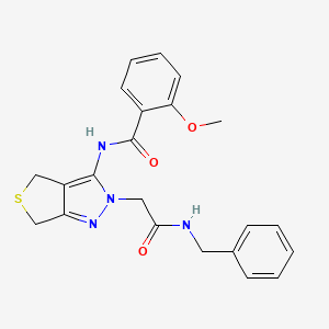 molecular formula C22H22N4O3S B2456114 N-(2-(2-(benzylamino)-2-oxoethyl)-4,6-dihydro-2H-thieno[3,4-c]pyrazol-3-yl)-2-methoxybenzamide CAS No. 1105249-23-7