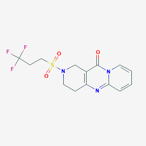 molecular formula C14H14F3N3O3S B2456137 2-((3,3,3-三氟丙基)磺酰基)-3,4-二氢-1H-二吡啶并[1,2-a:4',3'-d]嘧啶-11(2H)-酮 CAS No. 2034531-54-7